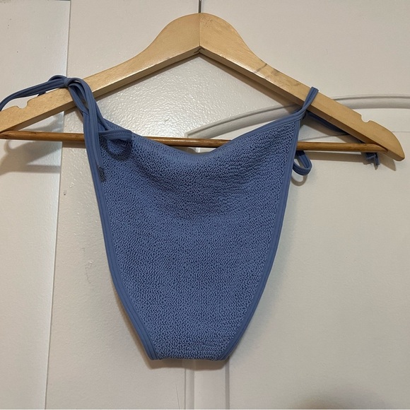 Hunza G Gina seersucker bikini bottoms in metallic denim - Picture 4 of 11